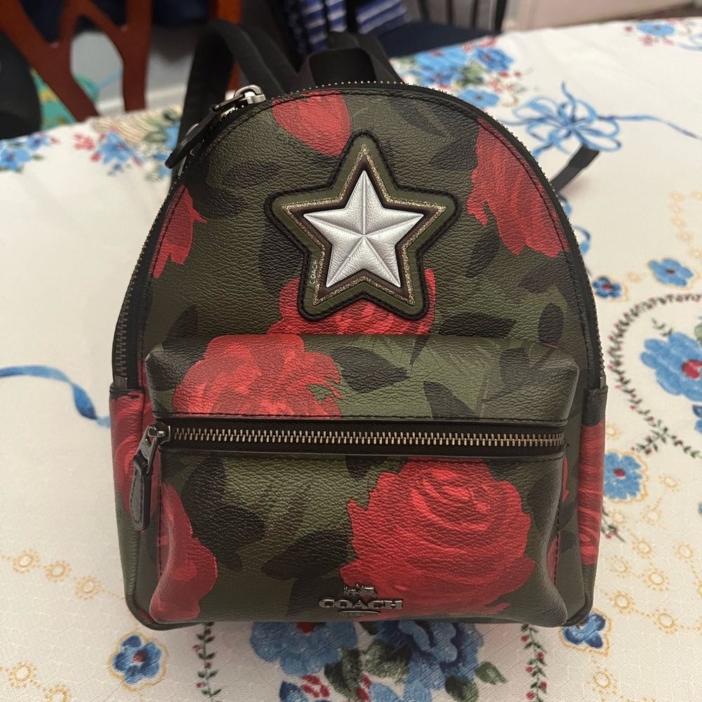 Coach Charlie Camouflage Rose Mini Backpack in Canvas